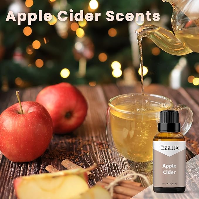 Apple Cider Fragrance Oil - ESSLUX Essential Aromatherapy Scented Oils for Diffuser, Candle Soap Making Scents, Massage, Perfume, Home Fragrance, 30 ml