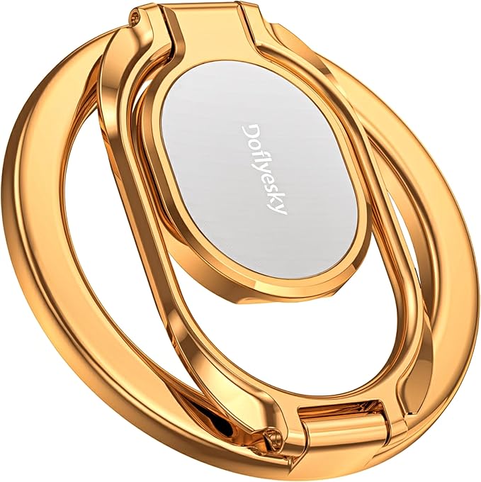 Magnetic Phone Ring Grip Holder, Dual-Sided Magnetics Adjustable Gym Finger Ring Grip Kickstand, Removable Phone Grip, for iPhone, iPad and Smartphones(Champagne Gold)