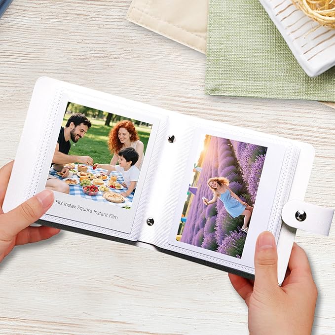 52 Pockets Mini Photo Album Fits Polaroid 600/i-Type/SX-70 Instant Film & Fujifilm Instax Wide 300/400 Instant Photos,PU Leather Cover 3.5x4.25 Inch Pictures Book (White)