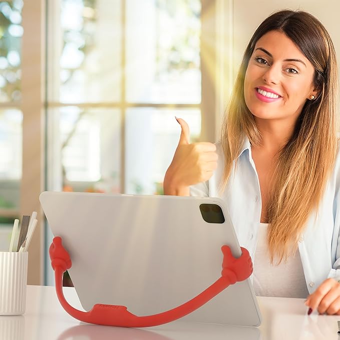 Honsky Adjustable Tablet Stand, Portable Phone Holder for Desk Bed - Multi-Angle Drawing Stand Compatible with All Tablets (Red)