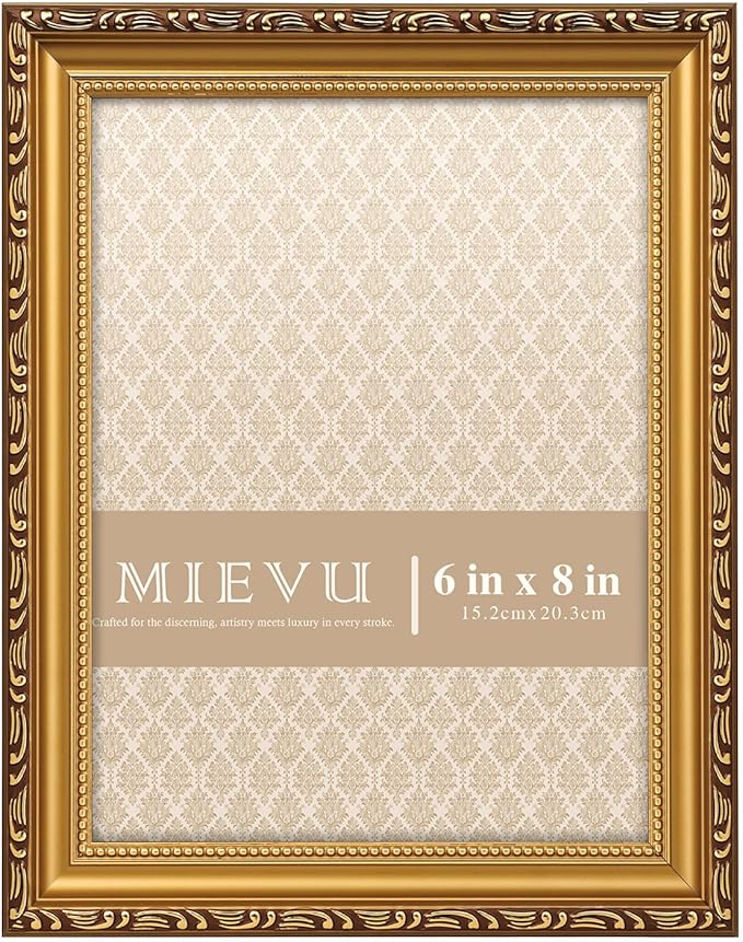 6×8 Picture Frame Gold - Picture Frames for Wall Hanging And Tabletop Display, Ornate Photo Frame for Poster,Vintage Frames,with Durable Plexiglass