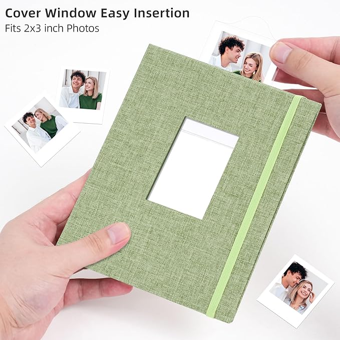 Vienrose Mini Polaroid Photo Album Book 208 Photos 2x3 Inch Pictures for Fujifilm Instax Mini 7s 8 9 11 25 26 40 50s 90 Evo Z2300 Instant Camera, Polaroid Snap Grass Green 1 Pack