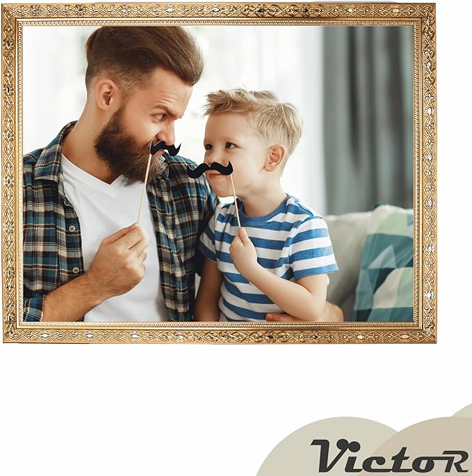 VictoR Picture Frame 11x14 in Gold "Vermeer" - Antique Picture Frame with shatterproof Acrylic Glass - 11 x 14 Photo Frame Vintage