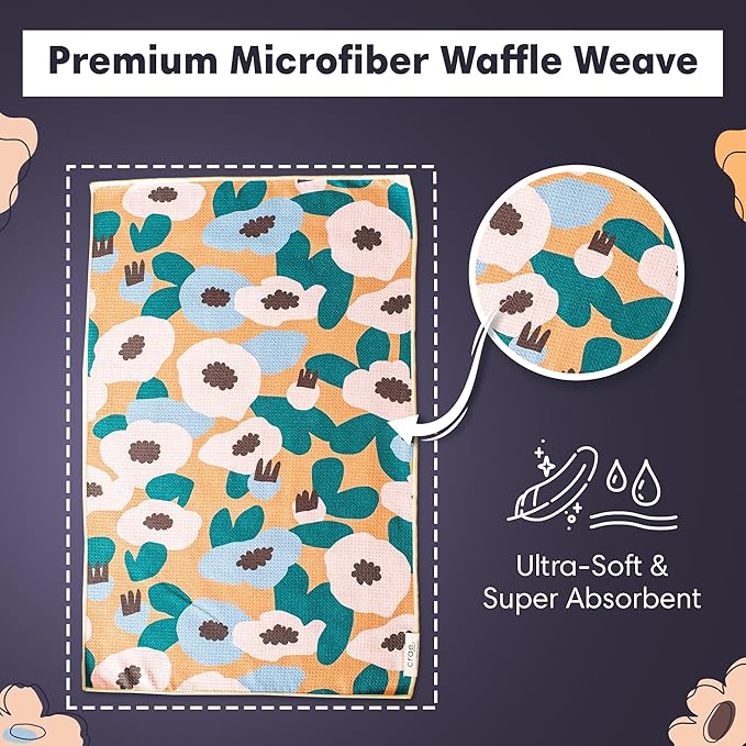 Reversible Microfiber Towel - Ultra Absorbent, Quick-Drying Hand Towels - Modern Design, Scratch-Free, Lint-Free for Kitchen, Bathroom, Car Cleaning - 19x29 Inches, Set of 1 (Lilly Plaid- Cream/Multi)