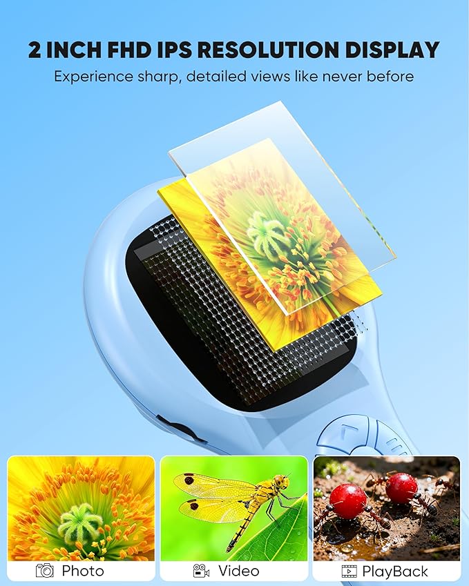 Microscope for Kids - Mini Pocket Handheld Microscope for Toddlers-STEM Educational Science Kit Toys for Christmas Birthday Gifts Toys for 5 6 7 8 9 10 11 12 Year Old Girls