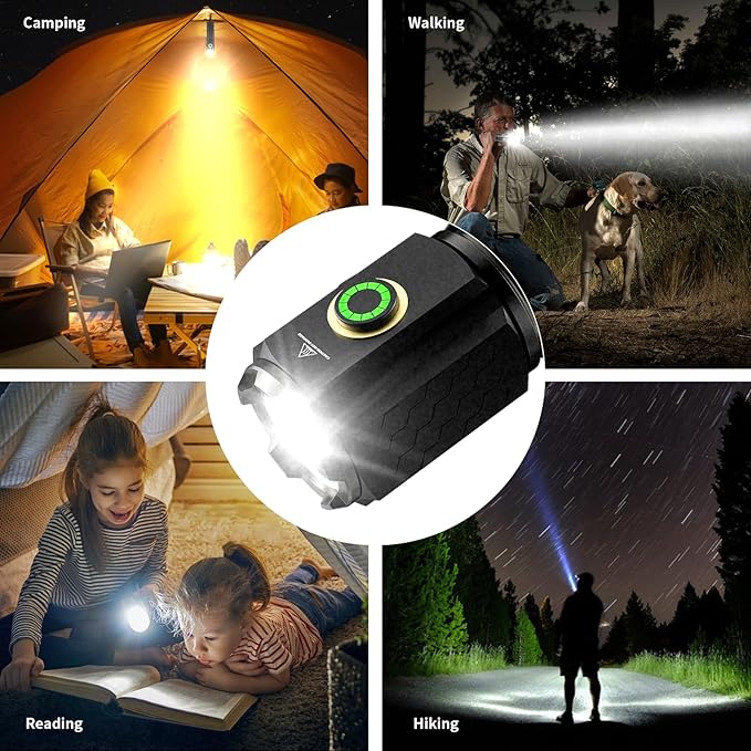 Wind&Moon Mini Flashlight High Lumens Rechargeable, Super Bright Pocket Flashlights,Tactical EDC Light with Magnetic, 5 Modes,USB-C,Compact for Home,Car,Outdoor,Hiking, Emergency