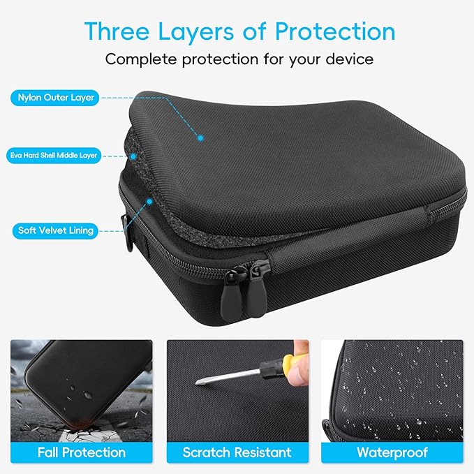 co2CREA Osmo Mobile 8/7P/7 Gimbal Stabilizer Hard Case - Waterproof Travel Storage Box with Custom Foam Insert & Mesh Pocket for DJI OM Mobile 7P Smartphone Gimbal, Accessories, Cables (Black Case)