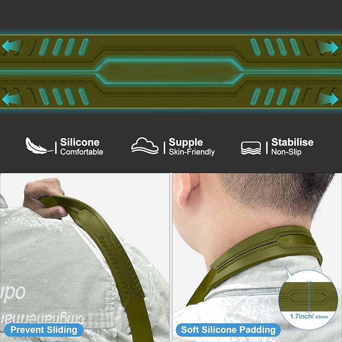 Adjustable Camera Strap, Universal Camera Strap with Quick Release and Connection, Comes with Comfortable Silicone Shoulder Pads and Base, Smooth and Sturdy, Strap Width 1''(2.5cm Green)