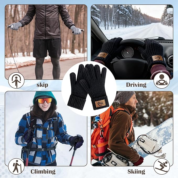 Copcape Winter Gloves for Men Women, Mens Gloves for Cold Weather Warm Thermal Fleece Lined Touchscreen Fingers for Outdoor
