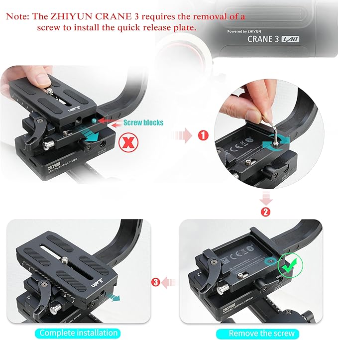 Fotga Camera Quick Release Mount Plate for Zhiyun Crane 2 3 LAB Weebill 2 3 Weebill-S Gimbal Stabilizer,Compatible with Manfrotto 501HDV 503HDV 701HDV MH055M0-Q5 Tripod Ball Head as 501PL Plate