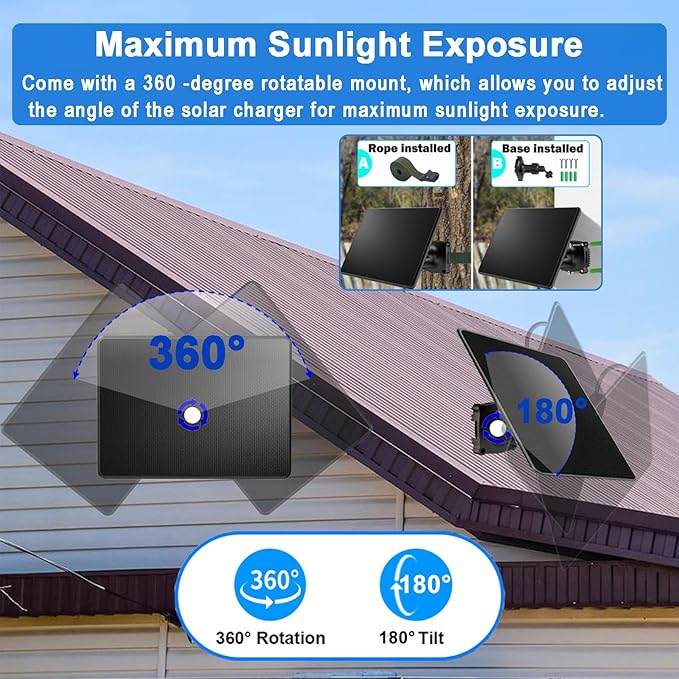 Trail Camera Solar Panel,6W Solar Battery Charger Kit 6V/2A 9V/2A 12V/2A with 8000mAh Battery for Hunting Camera,IP65 Waterproof Hunting Accessory,1.7/2.1/1.35mm DC &USB-C Connectors for Trail Cam