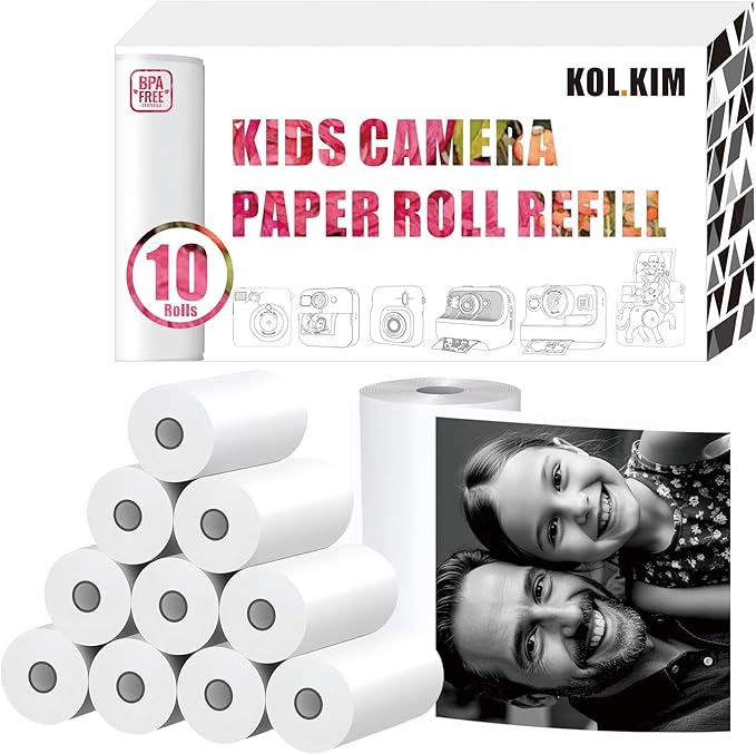 Kids Camera Paper Roll Refill Compatible for Dylanto Kids Camera Instant Print Thermal Paper Camera Instant Print Film for Esoxoffore Diy Instant Digital Camera for Kids 550 Photos 10 Rolls