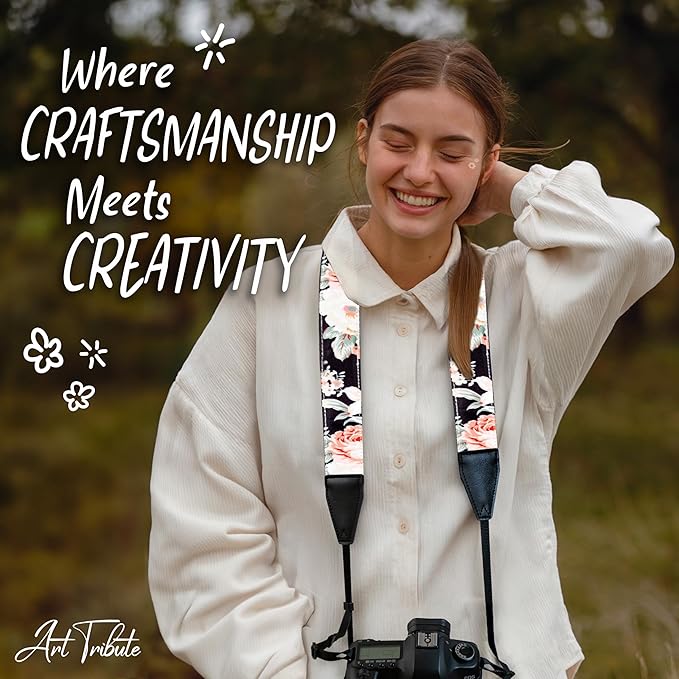 Art Tribute Camera Strap for All DSLR and Mirrorless Cameras. Add Your Name Or Initials Make It a Personalized Gift