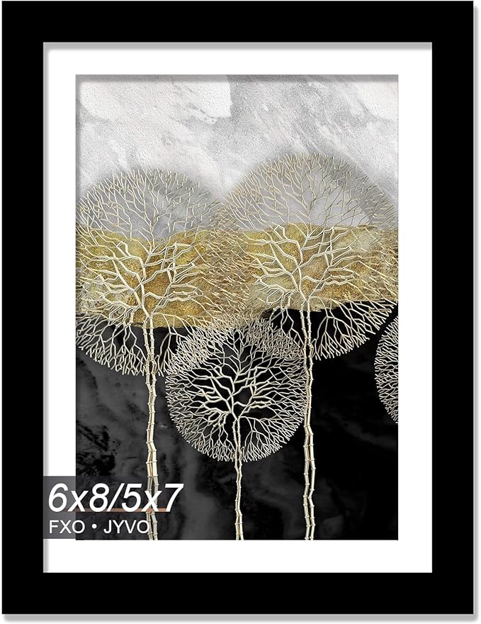 6x8 Picture Frame, Display Photo 5x7 with Mat or 6 x 8 Without Mat, Light Weight and High Transparent 6 by 8 Frame for Wall - 1 Pack/Black/6"x8"
