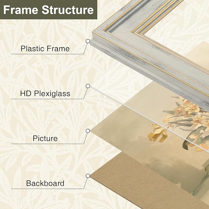 Vittanly 4x6 Picture Frame Set of 4, Vintage Photo Frame for Wall or Tabletop, Display 4x6 Pictures, Rustic Farmhouse Home Decor, Distressed White