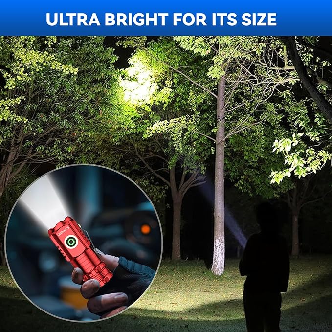 LED Mini Flashlight with Magnet,Super Bright Small Pocket Flashlight,5 Modes USB C Rechargeable, IPX6 Magnetic Flashlight for EDC Camping Outdoor.