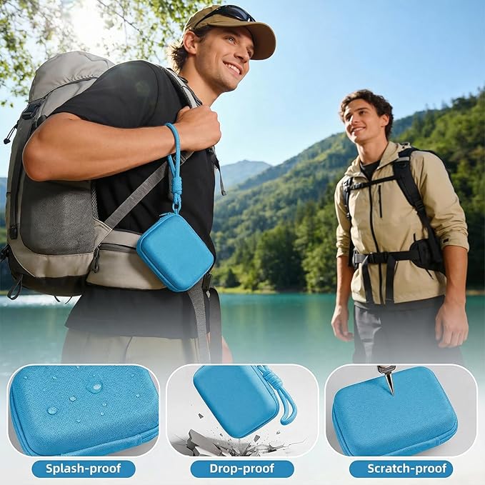 Digital Camera Case for CAMKORY/KODAK PIXPRO FZ45/FZ55/Canon IXUS 285 HS/AbergBest/Sony DSCW800/DSCW830 - Small Travel Compact Camera Holder with Mesh Pocket for SD Card & Accessories (Sky Blue)