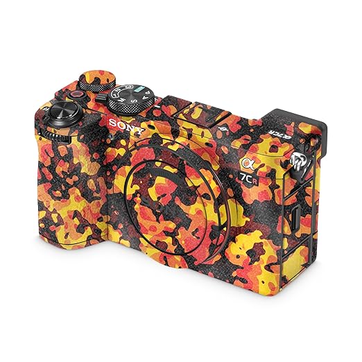 Glossy Glitter Camera Skin Compatible with Sony Alpha 7CR Camera (2023) - Warm Modern Camo - Premium 3M Vinyl Protective Wrap Decal Cover - Easy to Apply | Crafted in The USA by MightySkins
