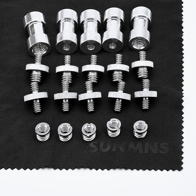 1/4 Inch and 3/8 Inch Converter Threaded Screws Adapter Mount Set for Camera/Tripod/Monopod/Ballhead, 21 Pieces