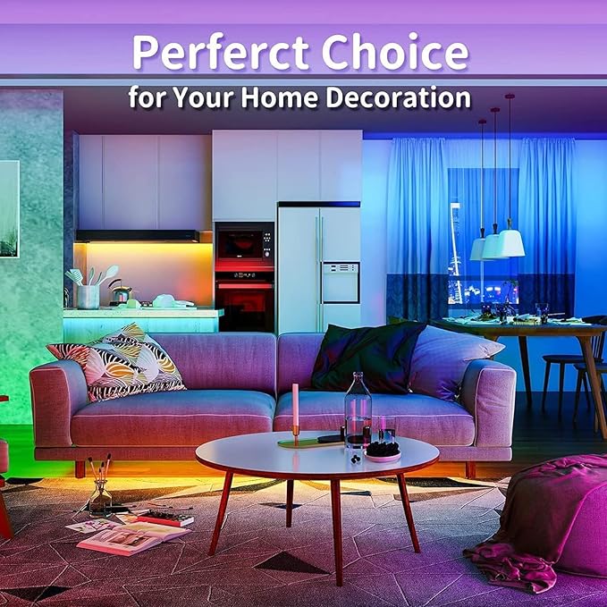 Tenmiro 32.8ft LED Strip Lights, RGB LED Smart Music Sync Color Changing LED Lights Strips with Remote LED Lights for Bedroom, Room, TV, Party