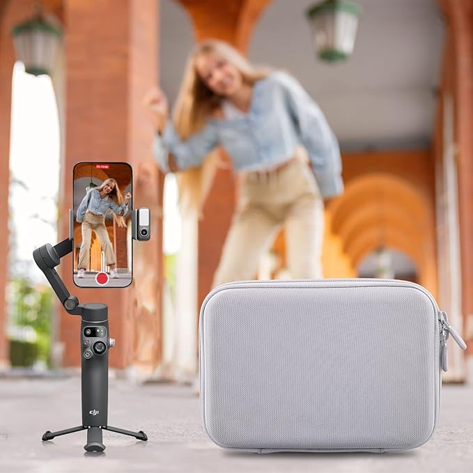 co2CREA Osmo Mobile 8/7P/7 Gimbal Stabilizer Hard Case - Waterproof Travel Storage Box with Custom Foam Insert & Mesh Pocket for DJI OM Mobile 7P Smartphone Gimbal, Accessories, Cables (White Case)