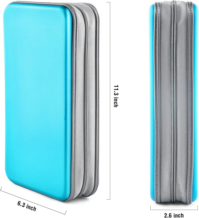 DVD Case, Bivisen CD Case Holder Wallet Binder 96 Capacity CD/DVD Cases Storage Holder Binder Organizer Wallet Book for Car Home Travel (Sky Blue)
