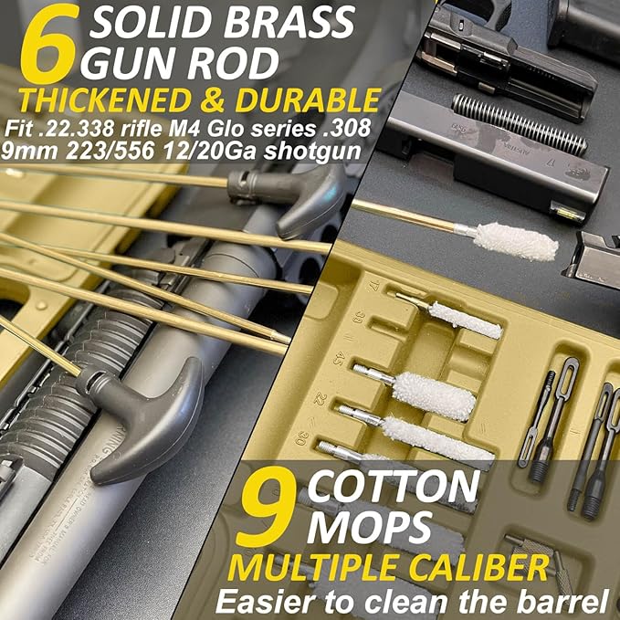 iunio Gun Cleaning Kit, Universal Gun Cleaning Kit for All Caliber Shotgun Pistol Rifle Cleaning Kit with Mat Portable Case