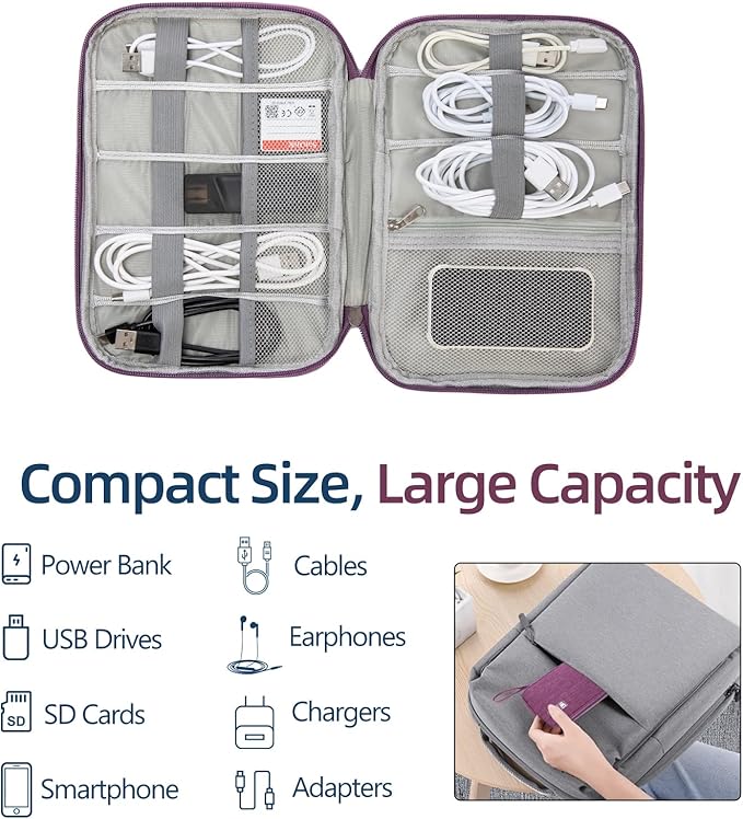 Electronics Organizer Travel Case,Travel Cable Organizer Pouch - Portable Storage Bag for Cord, Charger, Phone, Earphone, Electronic Accessories for Travel & Daily Use