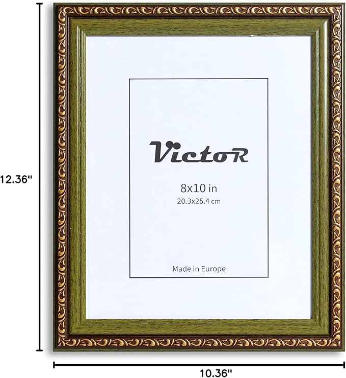 VictoR Picture Frame Chagall 8x10 Brown Green - Vintage Picture Frames with Shutterproof Acrylic Glass - 8 x 10 Photo Frame - Brown Picture Frames - Antique - only for hanging