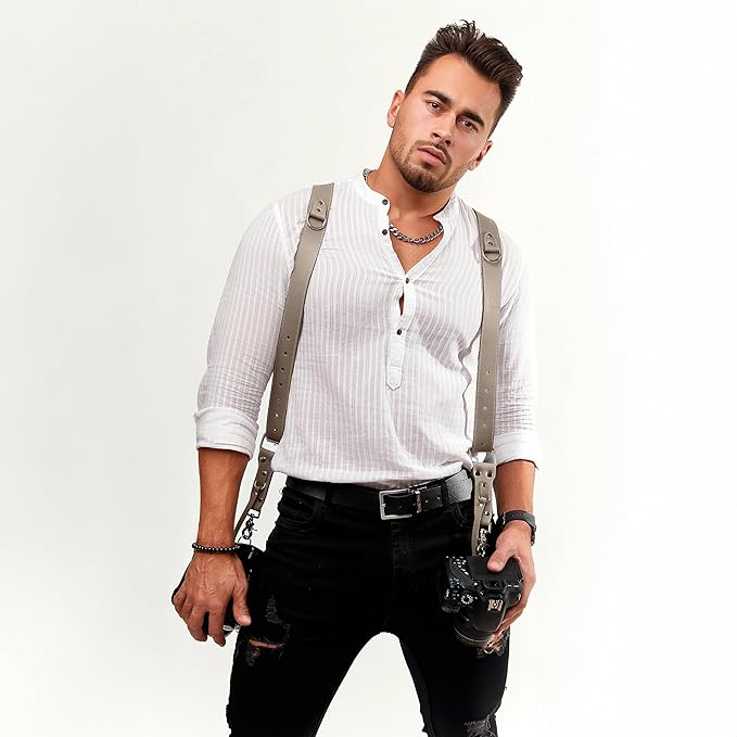 C Coiro Camera Harness for 2 Cameras Dual Shoulder Leather Camera Strap for DSLR/SLR, Camera Straps for Photographers