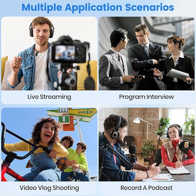 Wireless Lavalier Microphone for iPhone/Android, Noise Reduction, USB-C Plug and Play Mini Lapel Mic Clip on Microphone Wireless 2 Pack, Ideal for Content Creator, Video Recording, Vlogging, Streaming