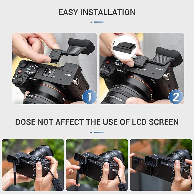 Upgraded A7C II A7CR Eyecup Eye Cup with Hot Shoe Cover, Soft Silicon Extended Viewfinder Eyepiece for Sony Alpha 7CII 7C R 7C II (Not Fits A7C) with Built-in Cold Shoe Mount for LED lights Microphone