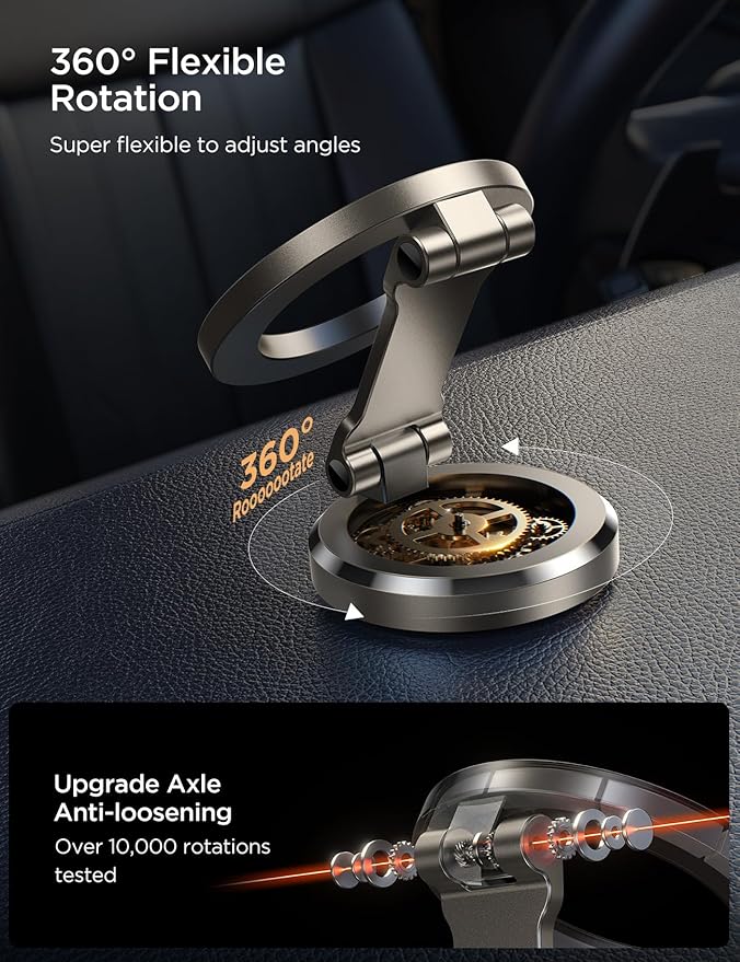 JOYROOM for Magsafe Car Mount, All-Metal Magnetic Phone Holder for Car, Strong Magnets iPhone Car Mount Hands Free Phone Holders for Your Car Dash Fits iPhone & MagSafe Case