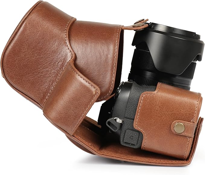 MegaGear Genuine Leather Camera Case for Fujifilm X-S20 (18-55mm) - Stylish and Protective Digital Photography Bag - Brown