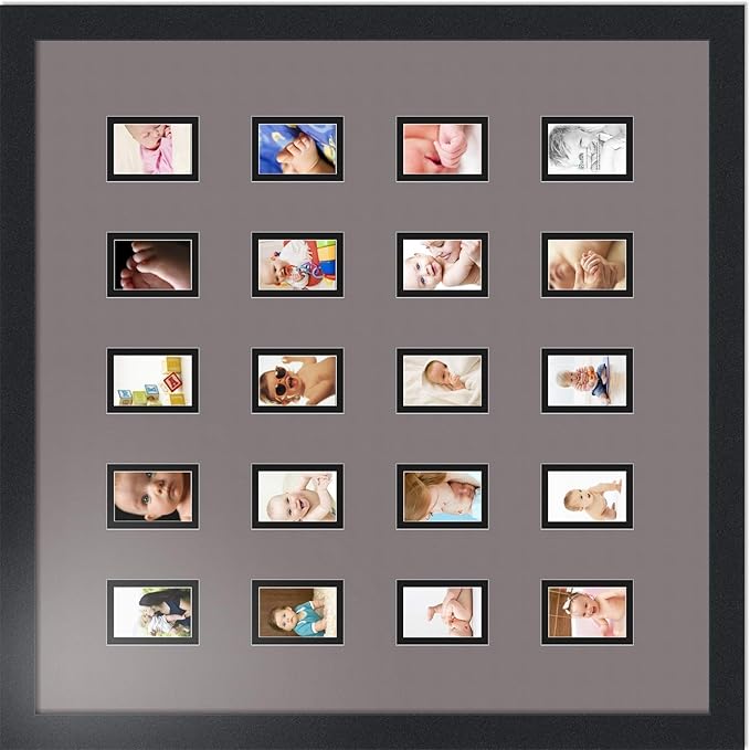 Art to Frames Double-Multimat-398-748/89-FRBW26079 Collage Photo Frame Double Mat with 20-2x3 Openings and Satin Black Frame