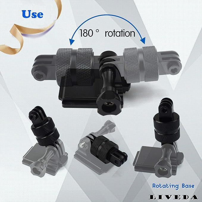 360 Degree Rotation Tripod Mount Adapter, Aluminum 1/4 inch 20 Camera Mount Adapter Compatible with GoPro 13/12 Black,Hero10/ 9/8/ 7/6/ 5/ Series,DJI, XiaoYi and Other Standard 1/4 Accessories