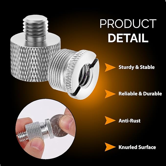 IXTECH Mic Stand Adapter Set 8 pieces Metal Microphone Stand Screw Thread Adapter 5/8 Female to 3/8 Male 3/8 Female to 5/8 Male 5/8 Female to 1/4 Male 1/4 Female to 5/8 Male Tripod Adapter ADP03A Slvr