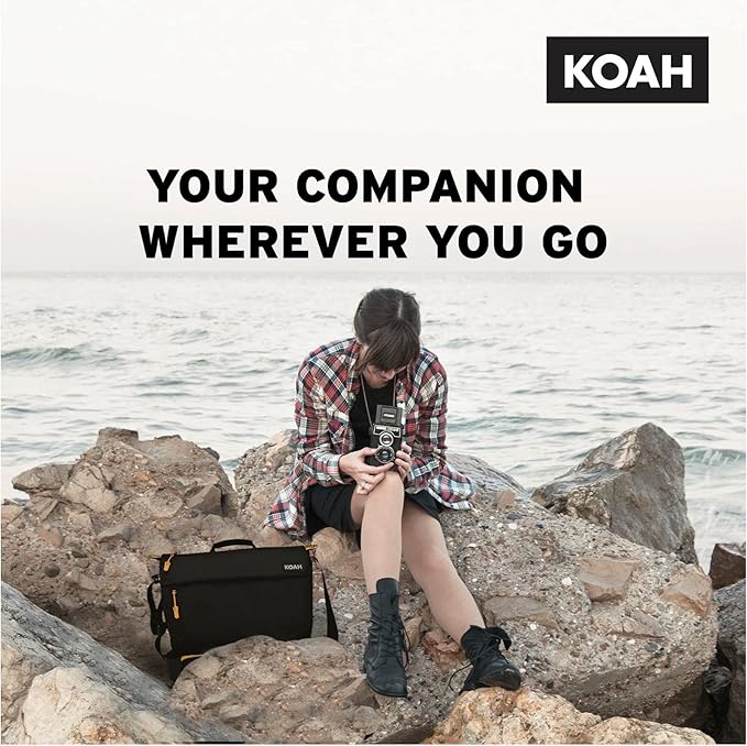 Koah Fulton Precision Shoulder Messenger Camera Bag for Professional Photographers, Large Camera Bag with Laptop/Tablet Compartment, DSLR Camera Bag with Padded Shoulder Strap, Crossbody Camera Bag