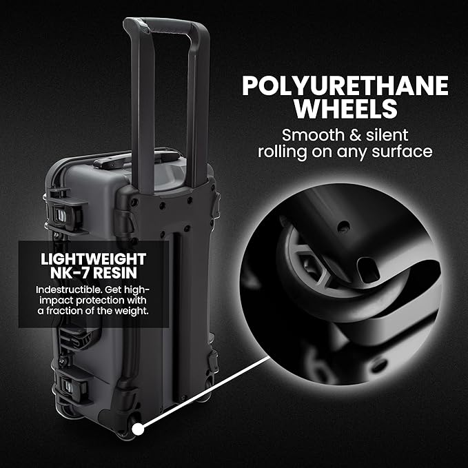 NANUK 935 Hard Case with Cubed Foam and Lid Organizer – Waterproof Protective Equipment Case with Wheels, 22” x 14” x 9” – Dustproof, Airline Carry-On Approved – Graphite