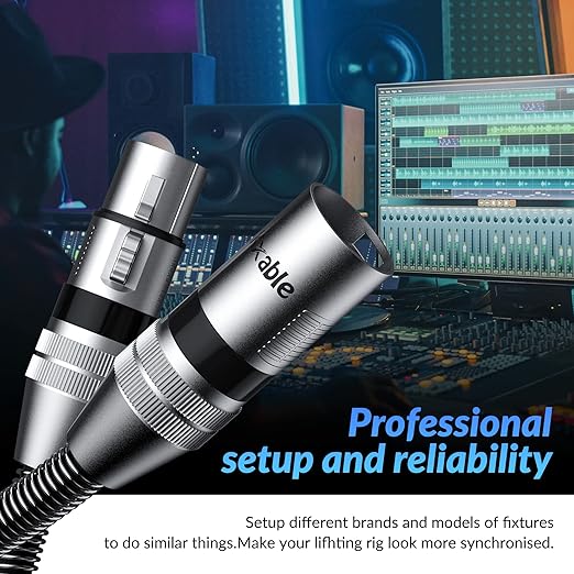 XLR Microphone Cable 25FT, XLR Male to Female Balanced Mic Cable, 3-Pin Shielded Speaker Cord, Zinc Alloy Connectors, Premium 22AWG Pure Copper, Metal Spring SR, Recording Studio, Podcast