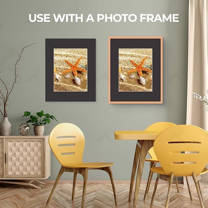 Golden State Art, Acid Free, Pack of 5, 16x20 Black Picture Mats Mattes with White Core Bevel Cut for 11x14 Photo + Backing + Bags