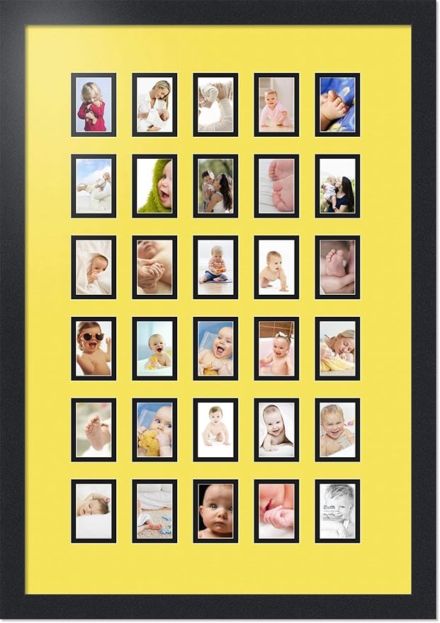 Art to Frames Double-Multimat-391-47R/89-FRBW26079 Collage Photo Frame Double Mat with 30-2x3 Openings and Satin Black Frame