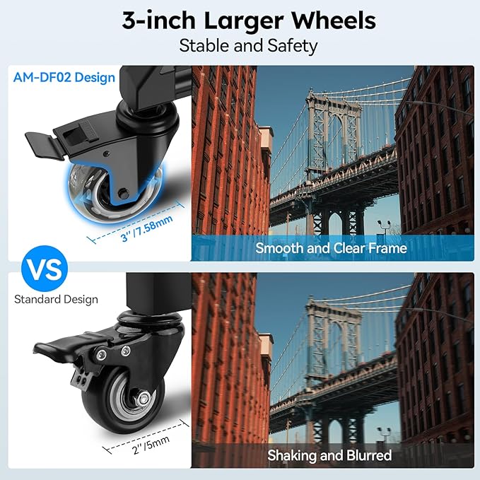 SIRUI Photography Tripod Dolly, Heavy Duty Universal Tripod Wheels with 3" Rubber Wheel, Adjustable Legs, 33lbs Capacity for DSLR Cameras Camcorder Photo Video Lighting (AM-DF02)