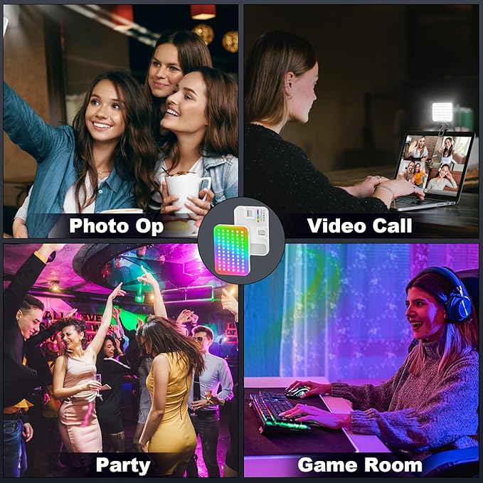 108 RGB Video Light, 2200mAh Camera Light with 3CCT/ 360° Full Color/20 Lighting Effects, 2500-6500K LED Selfie Light for iPhone-CRI 97+, Portable Phone Light for Party, Photography, Streaming (White)