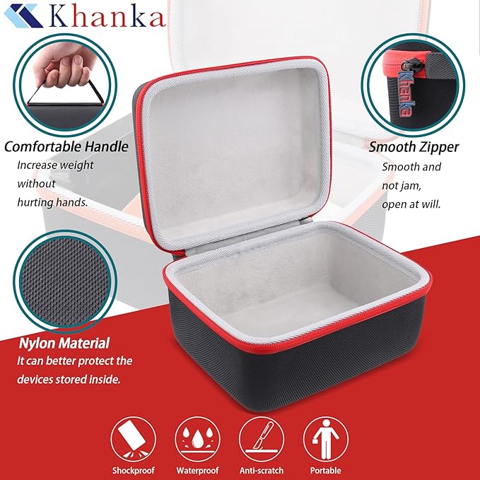 khanka Hard Carrying Case for Polaroid Now 3rd Gen I-Type,Now+ 3rd,Now 2nd,Now+ 2nd Gen,Flip,Originals Now I-Type,Originals Now+,I-2,OneStep+,OneStep 2 Instant Film Camera(Red Zipper)