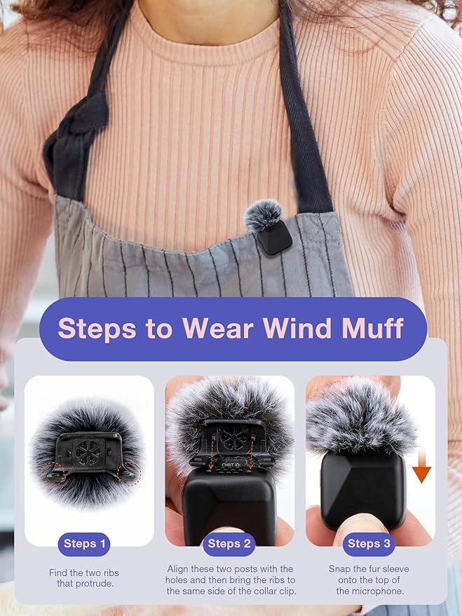 YOUSHARES Microphone Wind Muff Compatible with DJI Mic Mini - 2 Packs Furry Windproof Cover Suitable for DJI MINI 2024 Wireless to Reduce Wind Noise