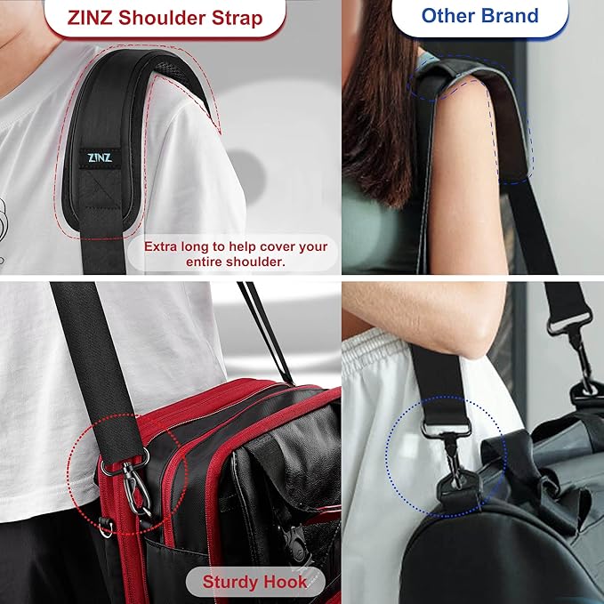 ZINZ 60" Universal Bag Strap with Ultra-Thick Fixed Breathable Pad Adjustable Heavy-Duty Shoulder Strap for Laptop Crossbody Luggage Gym Camera Bag and More -B01K01