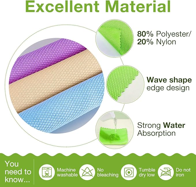 9 Pieces Fish Scale Cloth Microfiber Cleaning Nanoscale Glass Cleaning Cloth Wave Pattern Fish Scale Rag for Washing Windows, Mirrors and More (Basic Colors)
