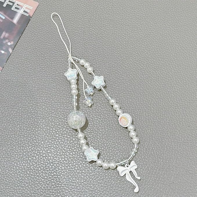 Beaded Camera Wrist Strap Cute Digital Camera Charm Lanyard Phone Charms Strap Beaded Camera Chain for Phone Bag Keychain