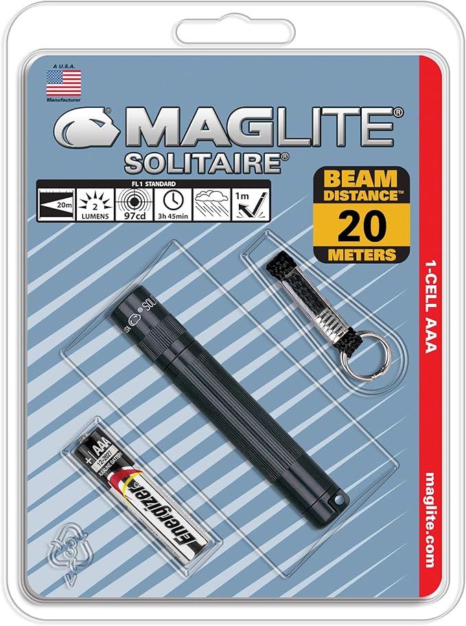 Maglite Solitaire Incandescent 1-Cell AAA Flashlight Black
